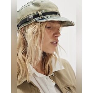 Free People Cadet Hat Womens Washed Denim Boho Western Leather Band Y2K 90s NWT
